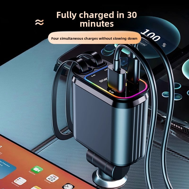 Car Charger 120W with Retractable Cable
