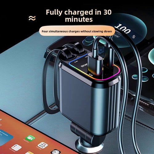 Car Charger 120W with Retractable Cable