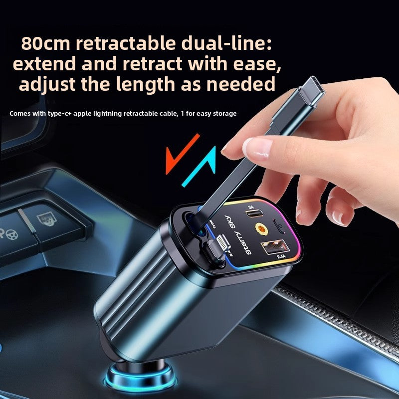 Car Charger 120W with Retractable Cable