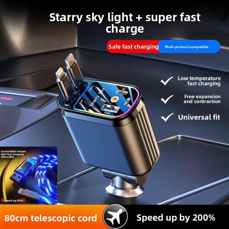 Car Charger 120W with Retractable Cable