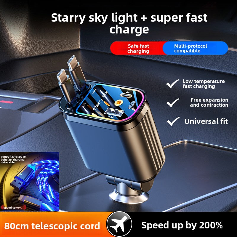 Car Charger 120W with Retractable Cable